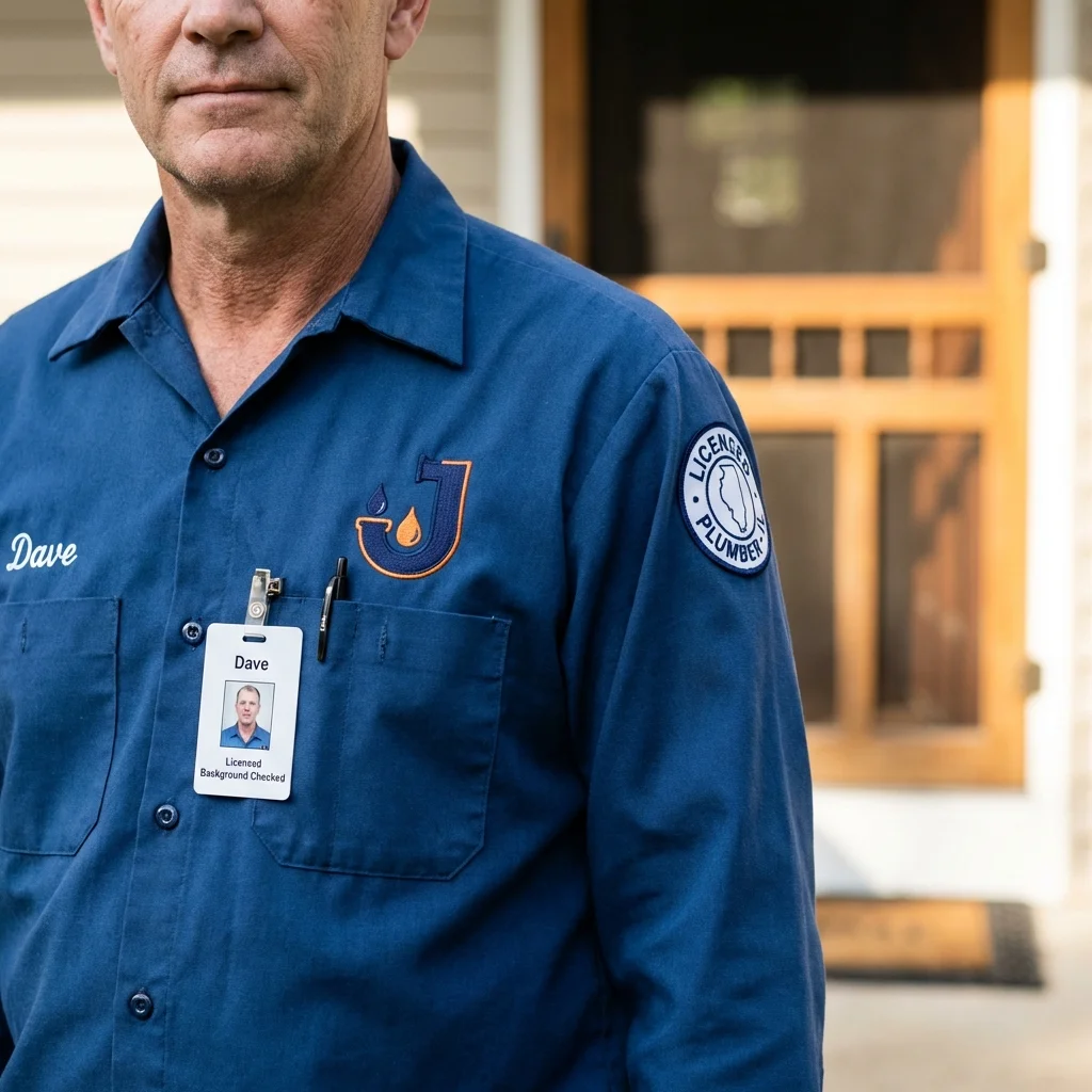 Licensed plumber showing ID badge in Cedarhurst, NY